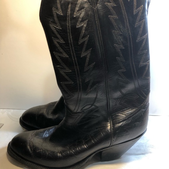 Siete Legas Cowboy Western Boots made in Mexico Leather Men’s Size 9 Black - Picture 3 of 16